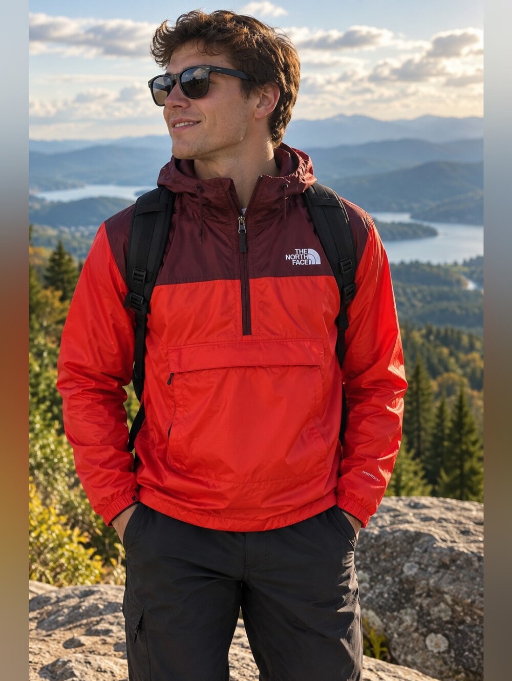 The North Face Fanorak WindWall Pullover Jacket Red Burgundy Men’s Small